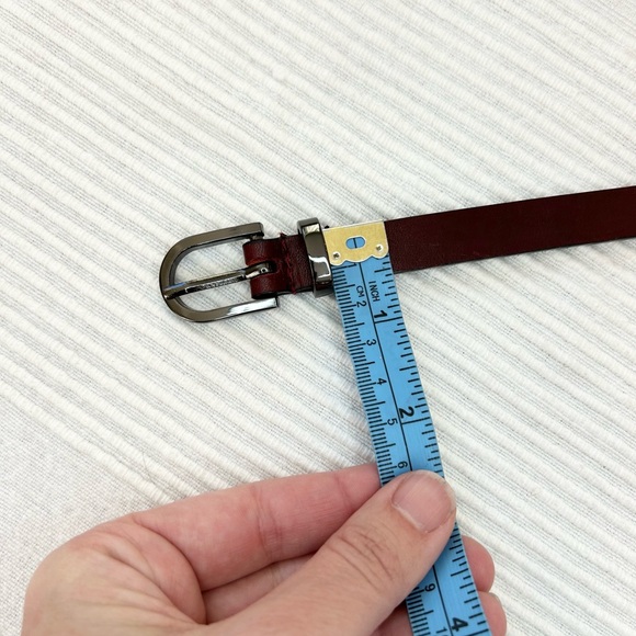 Red Leather Belt with Dark Silver Buckle - Picture 6 of 9